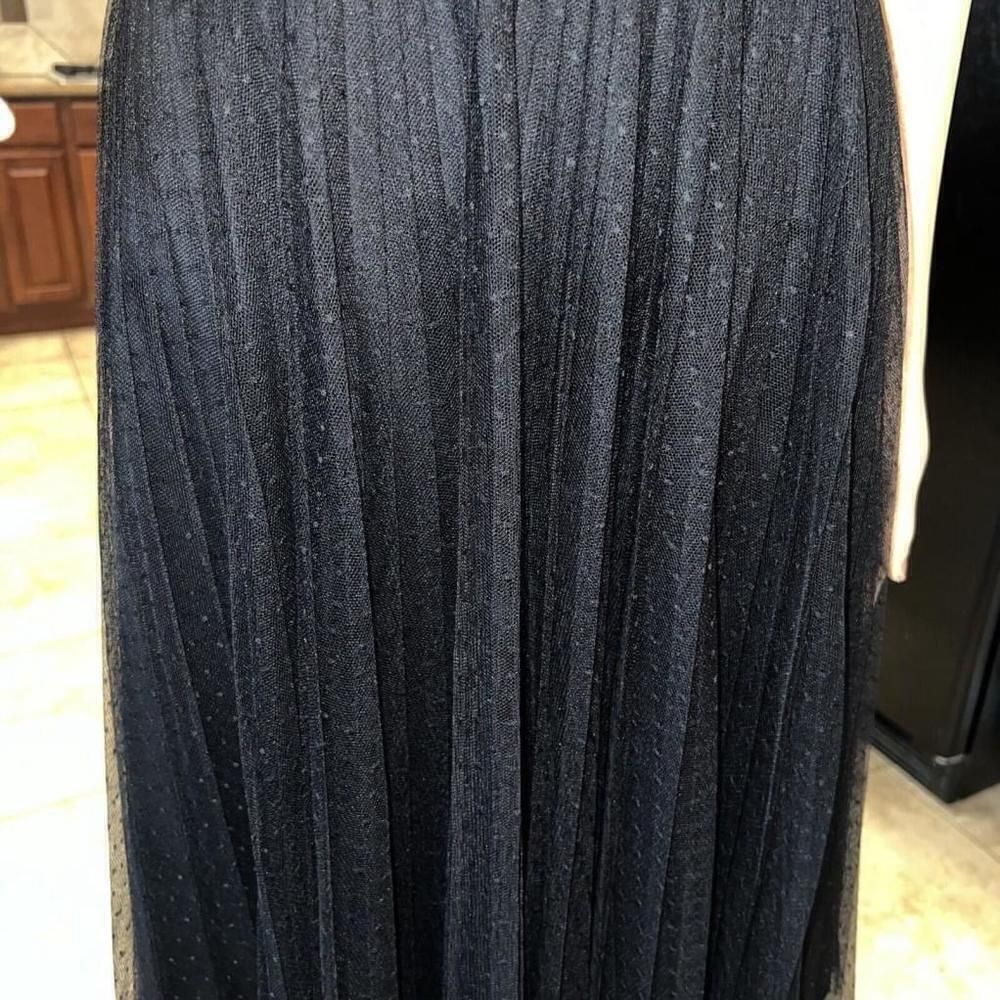Adrianna Papell Black Pleated Polk Dot Tulle Dress Women’s Size 8 - Picture 6 of 8